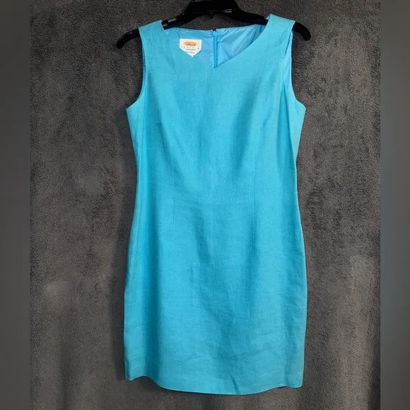 Talbots Blue Irish Linen Sleeveless Mini Dress Size 6P - Picture 2 of 8